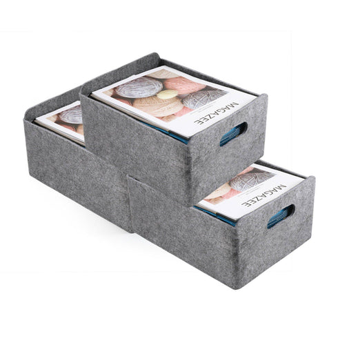Welaxy storage & organize Charcoal x 3 Welaxy Storage Baskets 3-piece Collapsible Felt Storage bin Foldable Shelf
